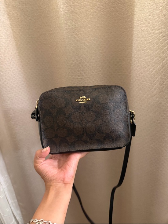 Coach Handbags - Coach Brown Monogram Crossbody with Black Strap